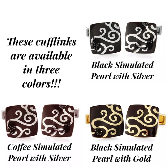 Elegant Coffee and Silver Square Cufflinks - Picture 4 of 16